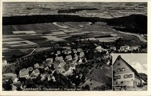 Ak Lombach Loßburg im Schwarzwald, Fliegeraufnahme, Gasth. zur Krone