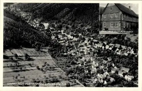 Ak Unterwirbach Saalfelder Höhe Saalfeld an der Saale Thüringen, Fliegeraufnahme, Gasthaus Auerhahn