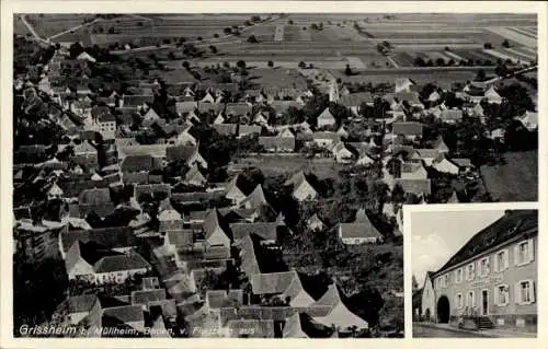 Ak Grißheim Neuenburg am Rhein Baden, Fliegeraufnahme, Gasth. zum Adler