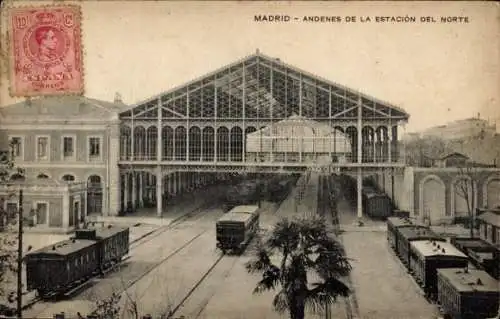 Ak Madrid Spanien, Nordbahnhof, Bahnsteige