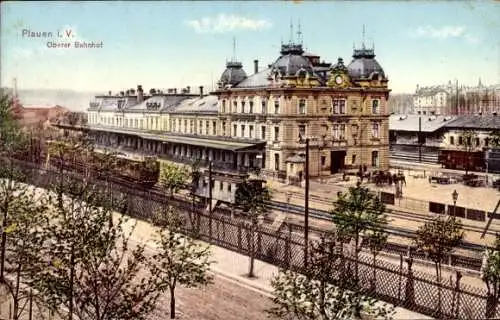 Ak Plauen im Vogtland, Blick auf den Oberen Bahnhof, Gleisseite