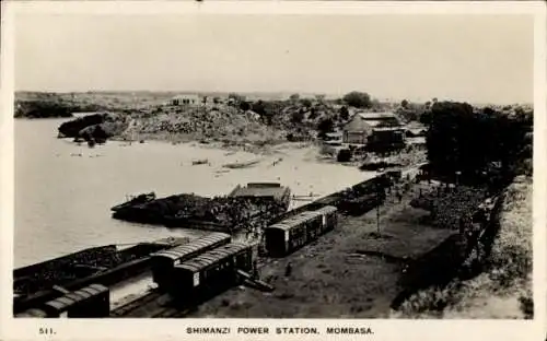 Ak Mombasa Kenia, Kraftwerk Shimanzi, Eisenbahnen