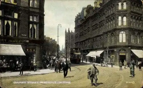 Ak Newcastle upon Tyne Northumberland England, Grainger Street