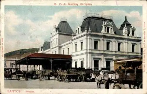 Ak Santos Brasilien, Bahnhof, S. Paulo Railway Company