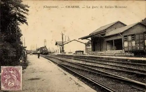 Ak Charme Charente, Bahnhof Salles Moussac, Gleisansicht