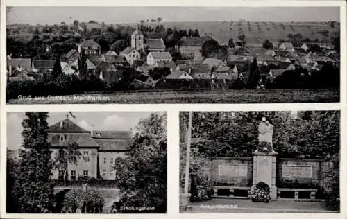 Ak Obbach Euerbach in Unterfranken, Gesamtansicht, Erholungsheim, Kriegerdenkmal