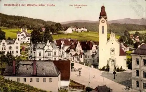 Ak Jablonec nad Nisou Gablonz an der Neiße Region Reichenberg, Schwarzbrunn, Kirche