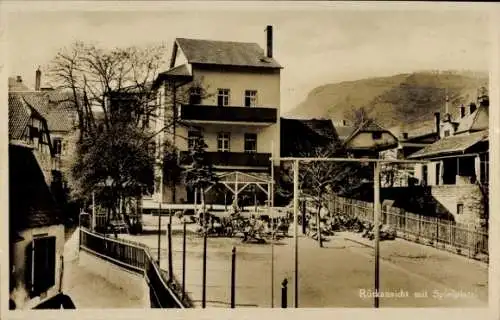 Ak Bad Münster am Stein Ebernburg, Eisenbahn-Kindererholungsheim, Rückansicht, Spielplatz