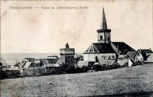 Ak Pfeddersheim Worms in Rheinland Pfalz, Johannisturm, Kirche