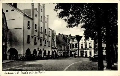 Ak Beckum in Westfalen, Markt, Rathaus