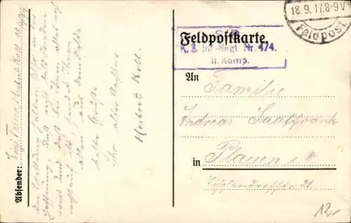 Ak Kaiserreich, Propaganda, Eichenlaub, Pickelhaube, Ehrenmal, Nr. 474