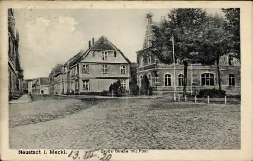 Ak Neustadt Glewe in Mecklenburg, Große Straße, Post