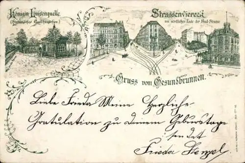 Litho Berlin Wedding Gesundbrunnen, Königin-Luisenschule, Badstraße