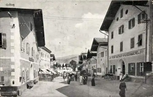 Ak Golling an der Salzach in Salzburg, Straßenpartie, Gasthaus, Fleischhauerei