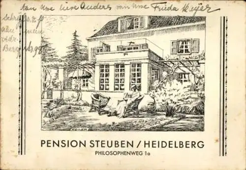 Künstler Ak Heidelberg am Neckar, Pension Steuben