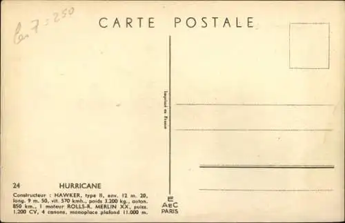 Künstler Ak Britisches Militärflugzeug Hurricane, Hawker