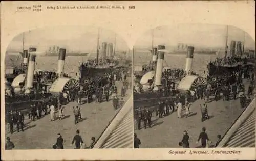 Stereo Ak Liverpool Merseyside England, Landungsplatz