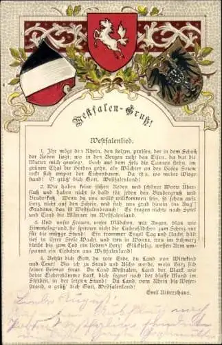 Wappen Ak Westfalenlied, Ihr mögt den Rhein, den stolzen...