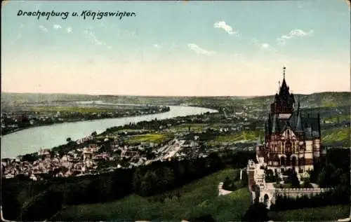 Ak Königswinter am Rhein, Drachenfels, Drachenburg, Die Drachenburg, eine schlossartige Villa,...