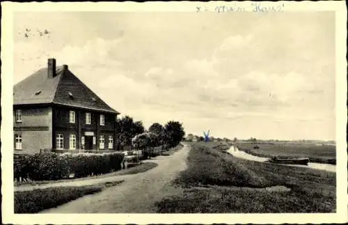 Ak Rønne Rönne Bornholm Dänemark, Fachwerkhaus mit der Beschriftung "x= mein Haus!", davor ein...