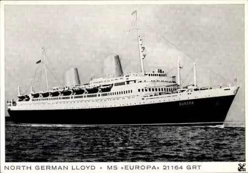 Ak Dampfer MS Europa, Norddeutscher Lloyd