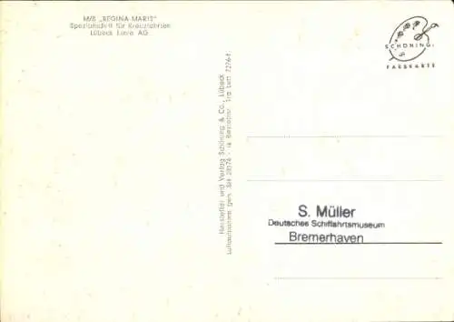 Ak MS Regina Maris, Spezialschiff für Kreuzfahrten, Lübeck Linie AG