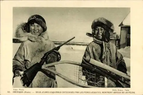 Ak Alaska, Zwei junge Eskimos, die von den Jesuitenpatres katechisiert wurden