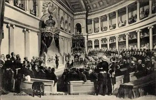 Künstler Ak Prestation de serment de Léopold II, Adel Belgien