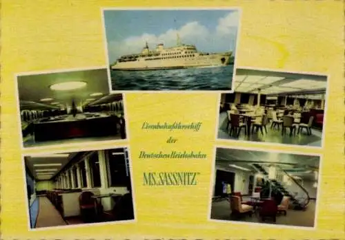 Ak Eisenbahnfährschiff MS Sassnitz, Deutsche Reichsbahn, Innenansicht