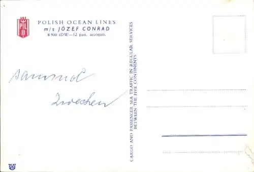 Künstler Ak Polskie Linie Oceaniczne, Polish Ocean Lines, Józef Conrad