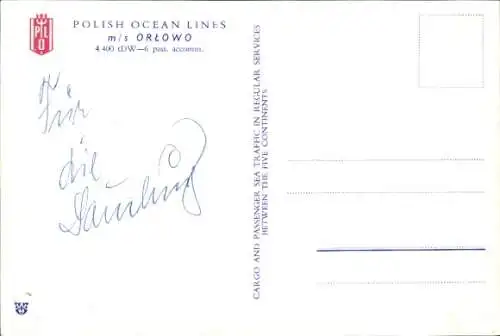 Künstler Ak Polskie Linie Oceaniczne, Polish Ocean Lines, M.S. Orłowo