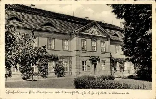 Ak Schönhausen an der Elbe, Altes Herrenhaus mit zwei Bäumen davor