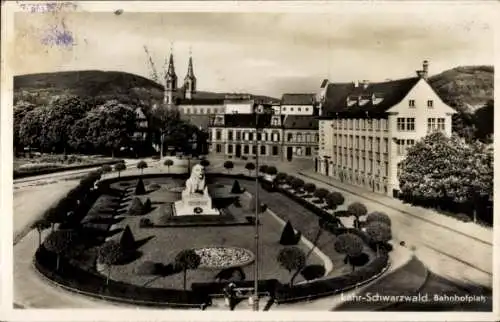 Ak Lahr in Baden Schwarzwald, Bahnhofplatz