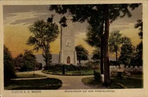 Ak Vlotho an der Weser, Vlotho a.d. Weser, Bismarckturm auf dem Amtshausberge.