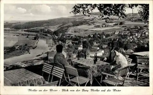 Ak Vlotho an der Weser, Blick von der Burg Vlotho auf die Weser