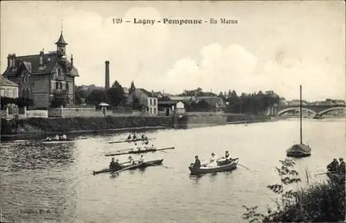 Ak Pomponne Seine et Marne, Marne, Ruderboote