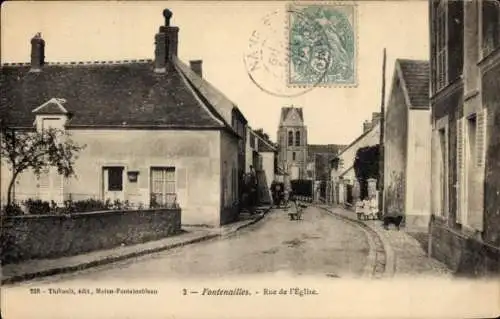 Ak Fontenailles Seine et Marne, Rue de l'Église