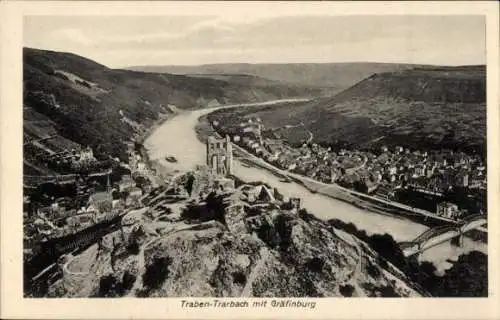 Ak Traben Trarbach an der Mosel, Gesamtansicht, Gräfinburg, Mosel