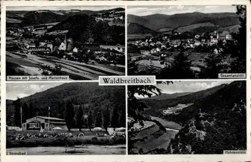 Ak Waldbreitbach an der Wied, Hausen, Josefshaus, Marienhaus, Gesamtansicht, Strandbad, Hahnenstein