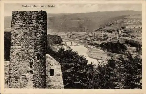 Ak Volmarstein Wetter an der Ruhr, Turm, Ruhrbrücke, Gesamtansicht