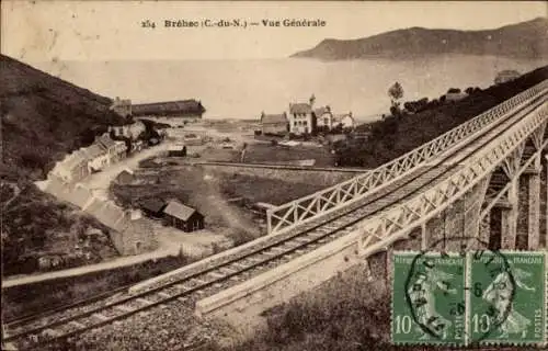 Ak Brehec Plouha Côtes d'Armor, Panorama, Eisenbahnbrücke