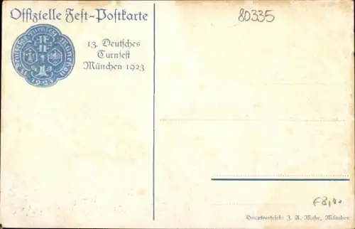 Künstler Ak Sailer, München Bayern, 13. Deutsches Turnfest 1923, Reiter, Kindl