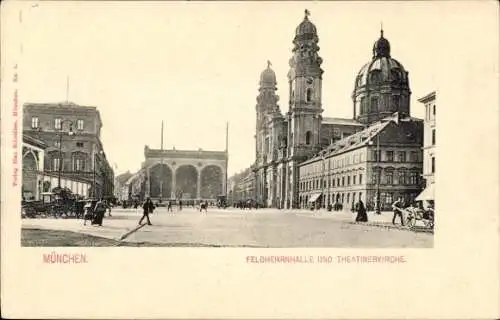 Ak München, Feldherrnhalle, Theatinerkirche