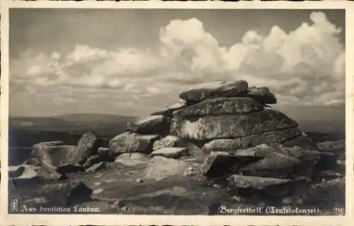 Ak Brocken im Harz, Bergfreiheit, Teufelskanzel