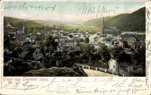 Ak Gemünd Schleiden in der Eifel, Panorama, Kirche