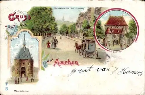 Ak Aachen, Marschiertor, Ponttor, Monheimallee, Lousberg