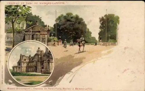 Litho Maisons Laffitte Yvelines, Schloss und Park, Pferde