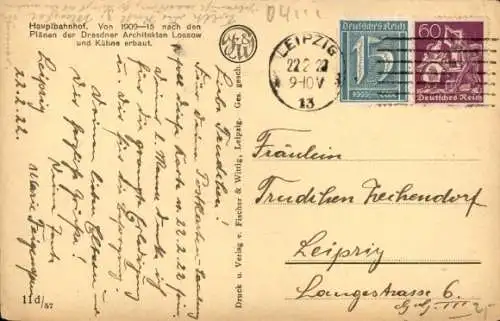 Ak Leipzig in Sachsen, Hauptbahnhof