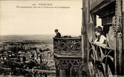 Ak Straßburg Straßburg Elsass Bas Rhin, Panoramablick auf die Kathedrale