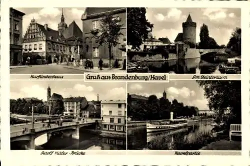 Ak Brandenburg an der Havel, Steintorturm, Kurfürstenhaus, Havelpartie